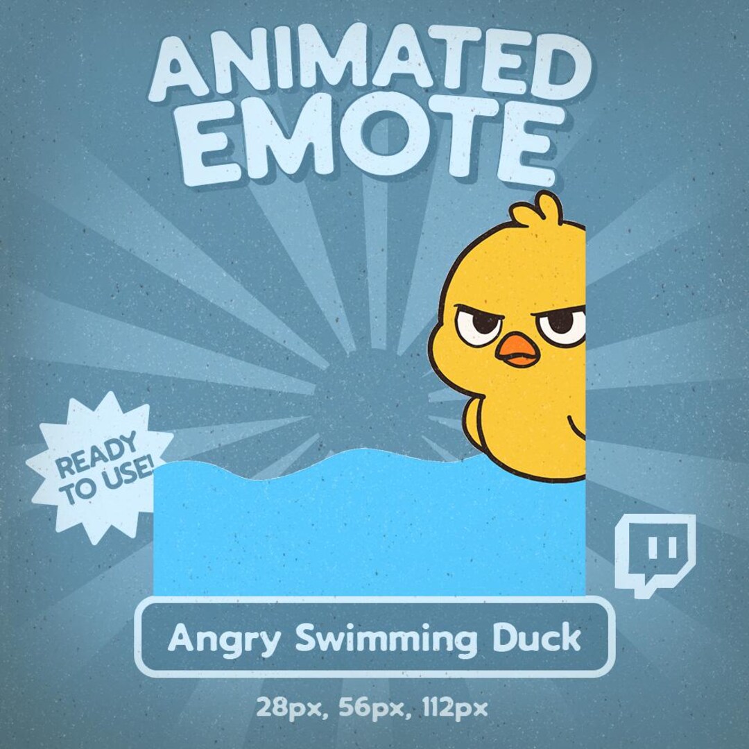 Kawaii Angry Swimming Duck Animated Emote for Twitch & Discord, Grumpy ...