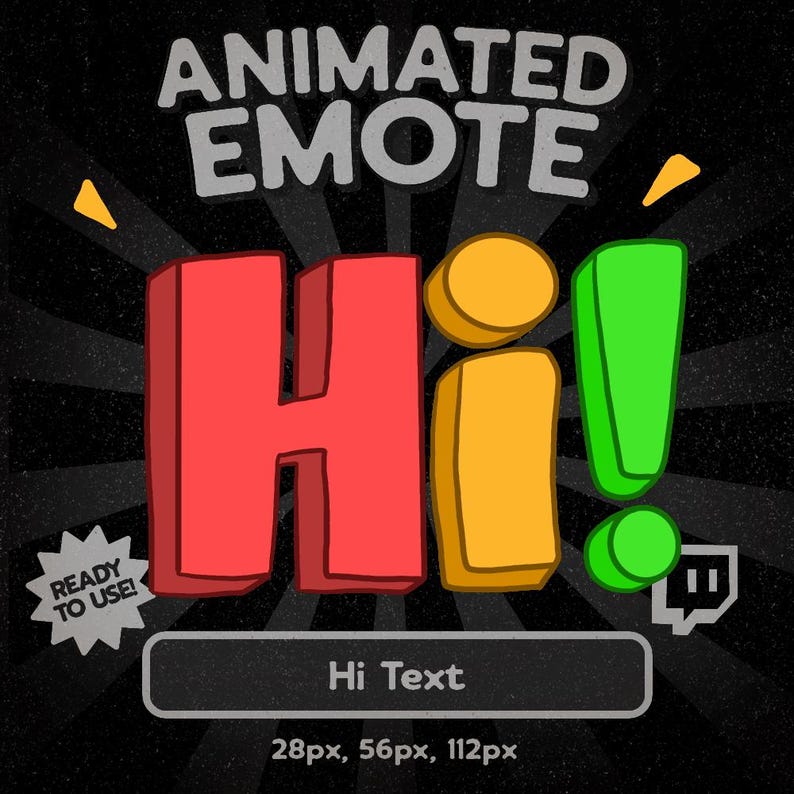 Emot Hello Kawaii Hi Animated Text Emote for Twitch and Discord, Cute Hello Emote ...