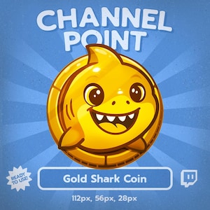 Gold Shark Coin Twitch Channel Point Icon: Kawaii Stream Reward (Digital Download)