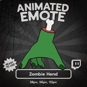 Kawaii Zombie Hand Animated Twitch Emote: Spooky Stream Overlay (GIF Download