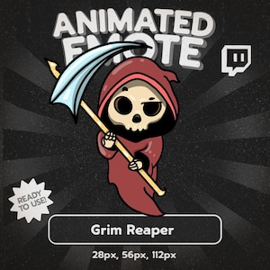 Kawaii Grim Reaper Emote | Cute Animated Death & Scythe GIF for Twitch, Discord, Kick | Spooky Halloween Emote