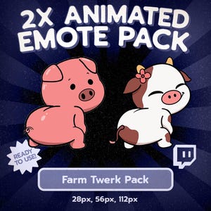 Kawaii Farm Animal Twerk Twitch Emotes: Pig & Cow Animated GIFs