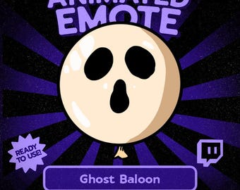 Kawaii Ghost Balloon Animated Twitch Emote: Halloween Streamer, Discord, VTuber (GIF)