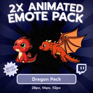 Kawaii Animated Dragon Emotes for Twitch & Discord