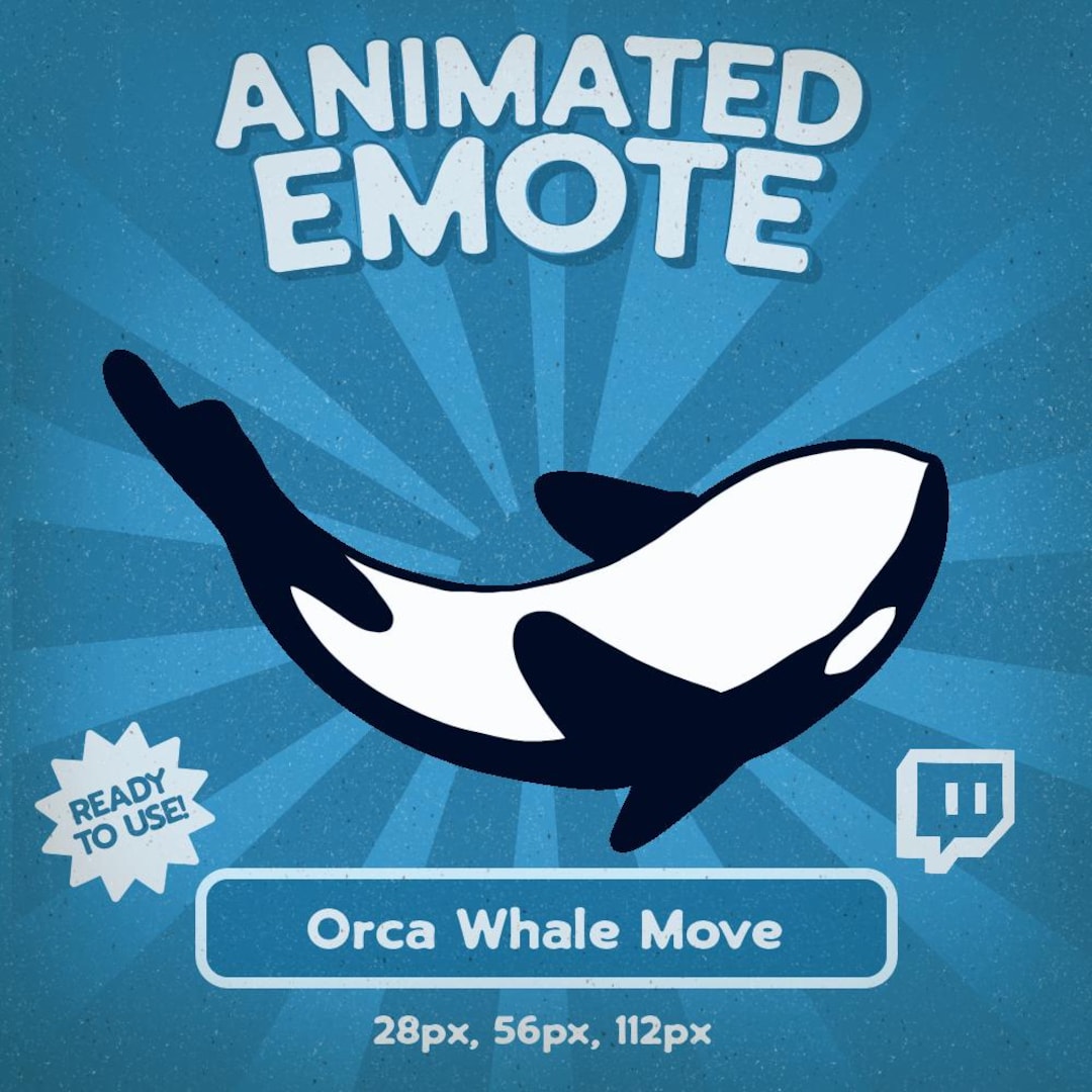 Ocean Emotes Kawaii Whale Animated Emote for Twitch and Discord, Cute Orca Swimming ...