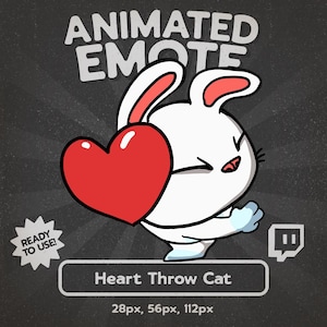 Kawaii Heart Throw Cat Animated Emote: Streamer Support (GIF Digital Download