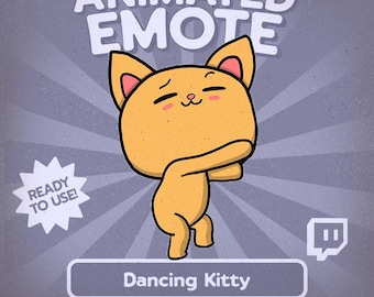 Emote animée chaton qui danse kawaii | Emote de chat mignon GIF pour Twitch et Discord