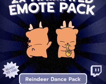 Kawaii Rentier Tanzen Animiertes Emote Pack für Twitch und Discord, süße Tanzende Rentier Weihnachten Stream Emotes