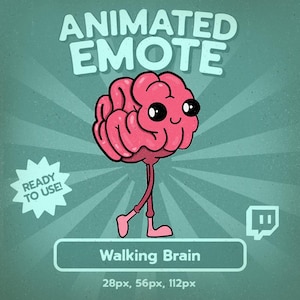 Kawaii Walking Brain Animated Emote: Funny Meme GIF (Digital Download