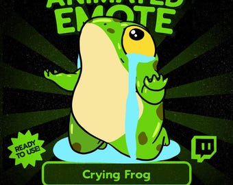 Kawaii weinender Frosch – animiertes Emote für Twitch und Discord, süße traurige Froschreaktion, lustiges Streamer-Asset für Vtuber-Chats