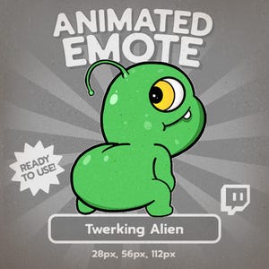 Twerking Alien Animated Emote for Twitch, Cute and Funny Stream Asset for Animated Reactions