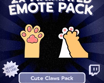 Pacchetto di emoticon animate Kawaii Cute Claws per Twitch e Discord, reazioni di saluto con zampa di gatto e high five per gli streaming, risorsa VTuber Cozy Fall Chat