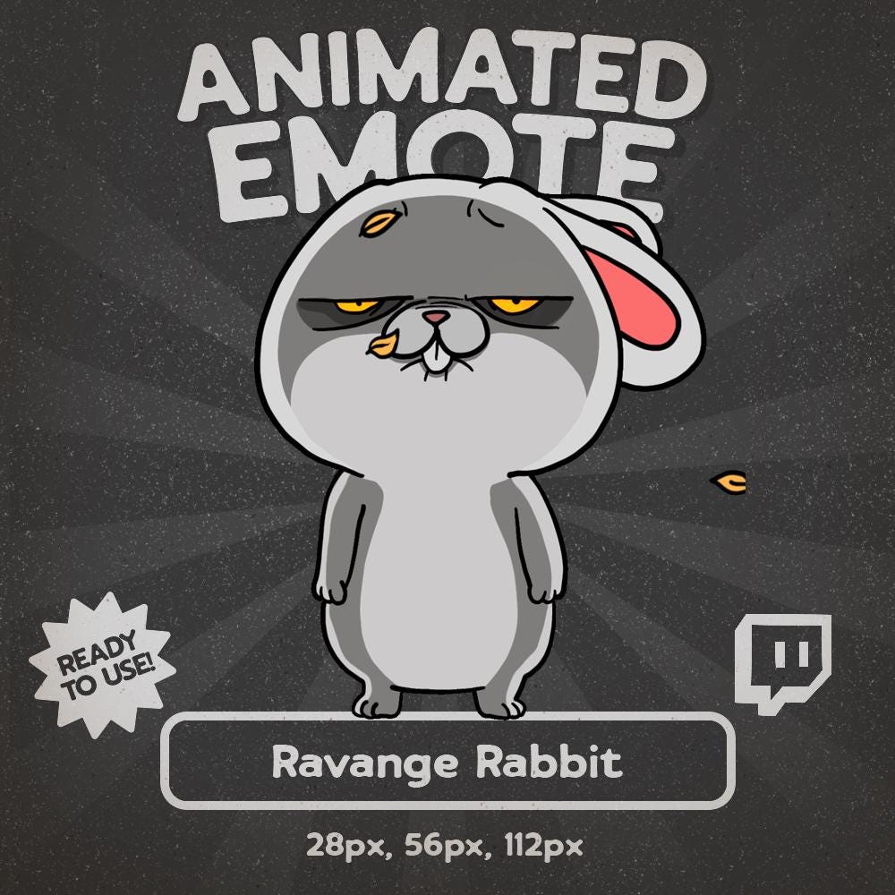 Kawaii Revenge Rabbit Animated Emote for Twitch & Discord, Angry Bunny ...