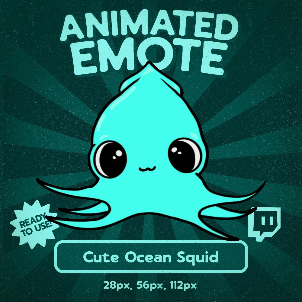 Ocean Emotes Kawaii Ocean Squid Animated Emote for Twitch & Discord β Cute GIF Emote ...