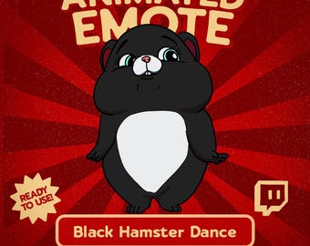 Kawaii-Emote: Schwarzer Hamster tanzt (animiert) für Twitch und Discord, niedliches Reaktions-Emote mit tanzendem Hamster, lustiges Streamer-Asset für Vtuber-Chats