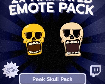 Kawaii Skull Animated Emote Pack for Twitch and Discord, Creepy Cute Skeleton Reactions for Halloween Streams, Spooky Season Chat Asset