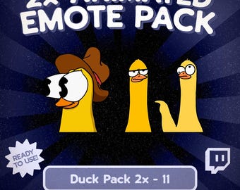 Kawaii-Enten-Emote-Paket für Twitch und Discord, lustige Entenreaktionen, 2 niedliche GIF-Emotes für Kick-Streamer