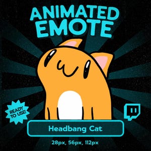 Kawaii headbang kat geanimeerde emote voor Twitch and Discord, Cute Dancing Kitty-reactie, grappige hype Meme streamer emote GIF