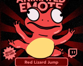 Kawaii-Eidechse springt – animiertes Emote für Twitch und Discord, lustige Gecko-Sprung-Reaktion (GIF) für VTuber-Streams, niedliches Gaming-Chat-Emote