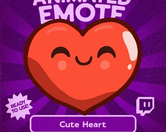 Kawaii Cute Heart – Animated Twitch & Discord Emote, Love Reaction GIF, Transparent, 28px 56px 112px