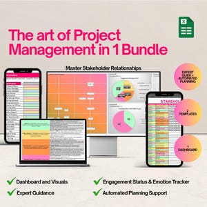Stakeholder Management Bundle with Project Management Guide | Project Engagement Dashboard & Guide | Communication Plan Spreadsheet