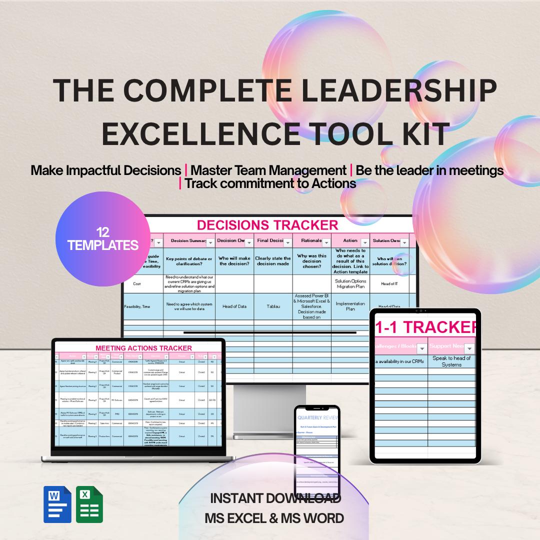 Manager Toolkit | Leadership Excellence | 1-on-1 Meeting Templates Bundle | Professional Meeting Notes Pack
