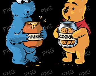 Krümelmonster Winnie Puuh PNG, lustige T-Shirt-Design (digitaler Download)