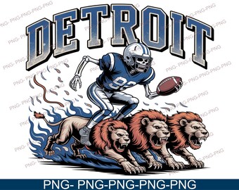 Detroit Lion Football Skelett PNG, T-Shirt Design (digitaler Download)