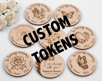 Custom Wood Token, Personalized 2 inch Round tokens for your business or event