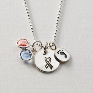 Sterling Silver - Pregnancy and Infant Loss Awareness Necklace - Ribbon