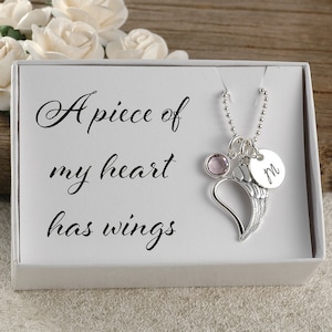 Sterling Silver - A piece of my heart has wings, memorial - dad, mom, sister, brother, aunt, uncle, baby, miscarriage, sympathy gift