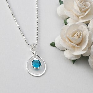 Sterling Silver - Infinity necklace with birthstone