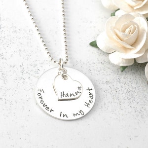 Personalized necklace, heart with name, remembrance