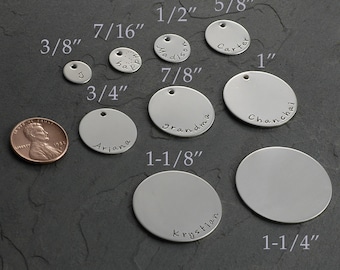 Personalized sterling silver disc - choose your size