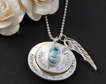 In Remembrance - Hand stamped Memorial Necklace - Personalized with name - sterling silver