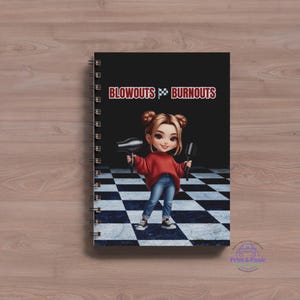 Blowouts & Burnouts Hairstylist Spiral Notebook, Cosmetology Student Gift, Salon Owner Journal, 8.5x11