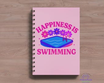 Planificador de la felicidad en la natación / Planificador de objetivos y entrenamiento para nadadores / Diario del equipo de natación / Cuaderno de entrenamiento de 6 meses