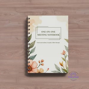 One-on-One Meeting Notebook, Manager Notebook, Team Lead Meeting Journal, Floral Office Gift