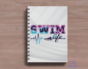 Swim Life-notitieboekje: roze en blauwe tie-dye, gevoerd dagboek