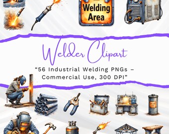 Schweißer Clipart Bundle PNG | 56 Schweißgrafiken, Werkzeuge & Funken für den kommerziellen Gebrauch