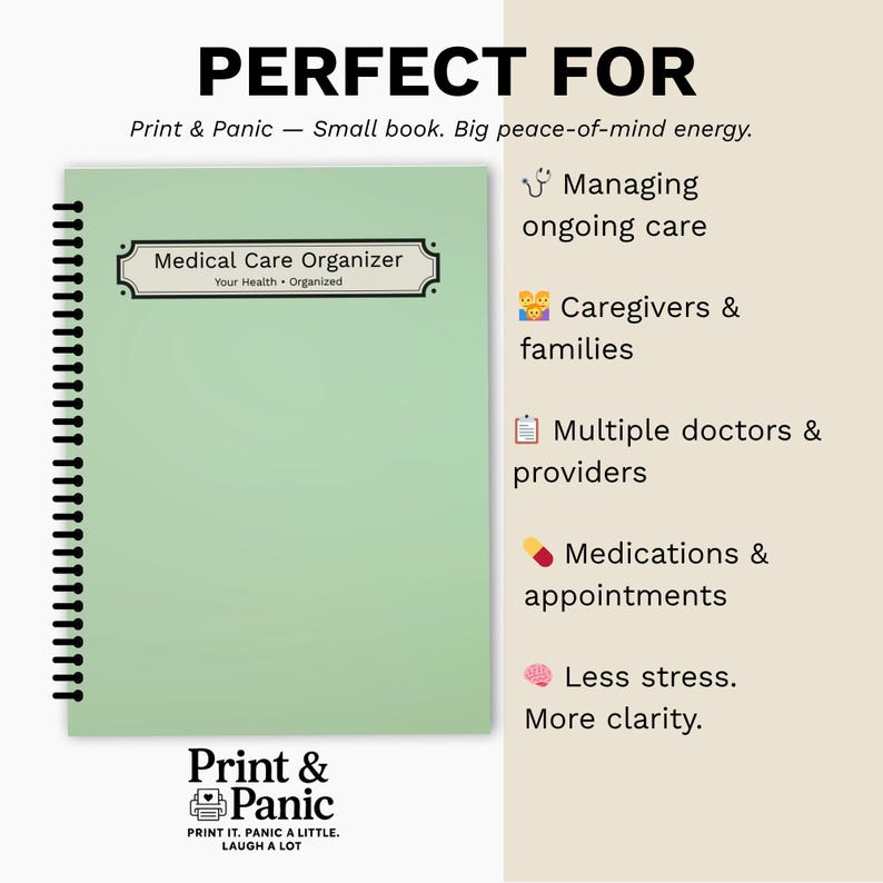 Medical Care Organizer designed for caregivers, families, and managing appointments.