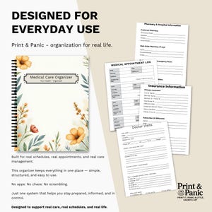 Floral Medical Care Organizer notebook with caregiver-friendly planning features and organization tools.