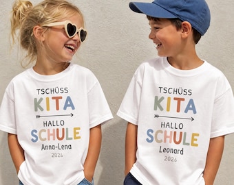 Kleuterschoolafsluiting - Schoolkind 2026 T-shirt - Gepersonaliseerd kindercadeau - Cadeau voor de eerste schooldag 2026 - Shirt voor kinderen voor de eerste schooldag - Terug naar school