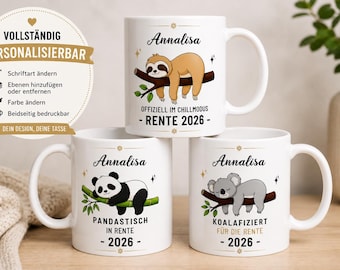 Afscheidscadeau voor een collega - Gepersonaliseerde pensioenmok - Pensioencadeau - Mok met luiaardmotief - Glanzend - Gefeliciteerd met je vertrek