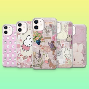 Custodia per telefono minimalista Miffy, custodia coniglietto carina per iPhone 16e, 15, 14, 13, 12, 11, Samsung S25, S24, S23, S22, A16, A56, A54, Pixel 9Pro, 9A