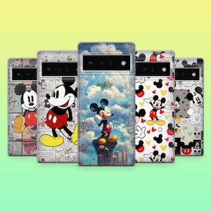 Etui na telefon z Myszką Miki, słodkie etui z kreskówkową grafiką do telefonów Google Pixel 9Pro, 9A, 8A, 8Pro, 7A, 7, 6A, 6, iPhone 16, 15, 14, 13, Samsung S25, S24, A16