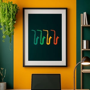 Saxophone Poster, Music Wall Art Print, Wind Instrument, Jazz Wall Decor, Musician Gift, Musical Instrument Print, Saxophone Artwork