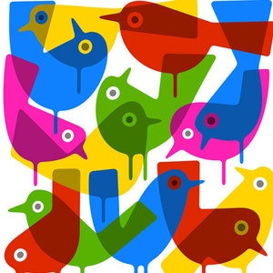 Primary Birds by Lo Cole Limited Edition fine art print image 1