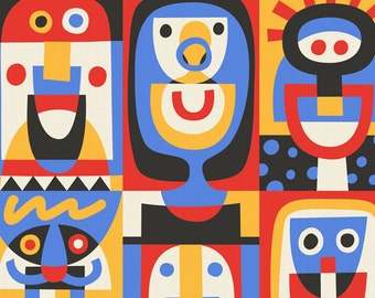 Smiling Faces - limited edition fine art print by Lo Cole