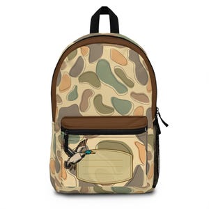 Camo Backpack, Back to School Vintage Bag, Camouflage School Supplies, Outdoor Adventure Knapsack. Huntin or studying .